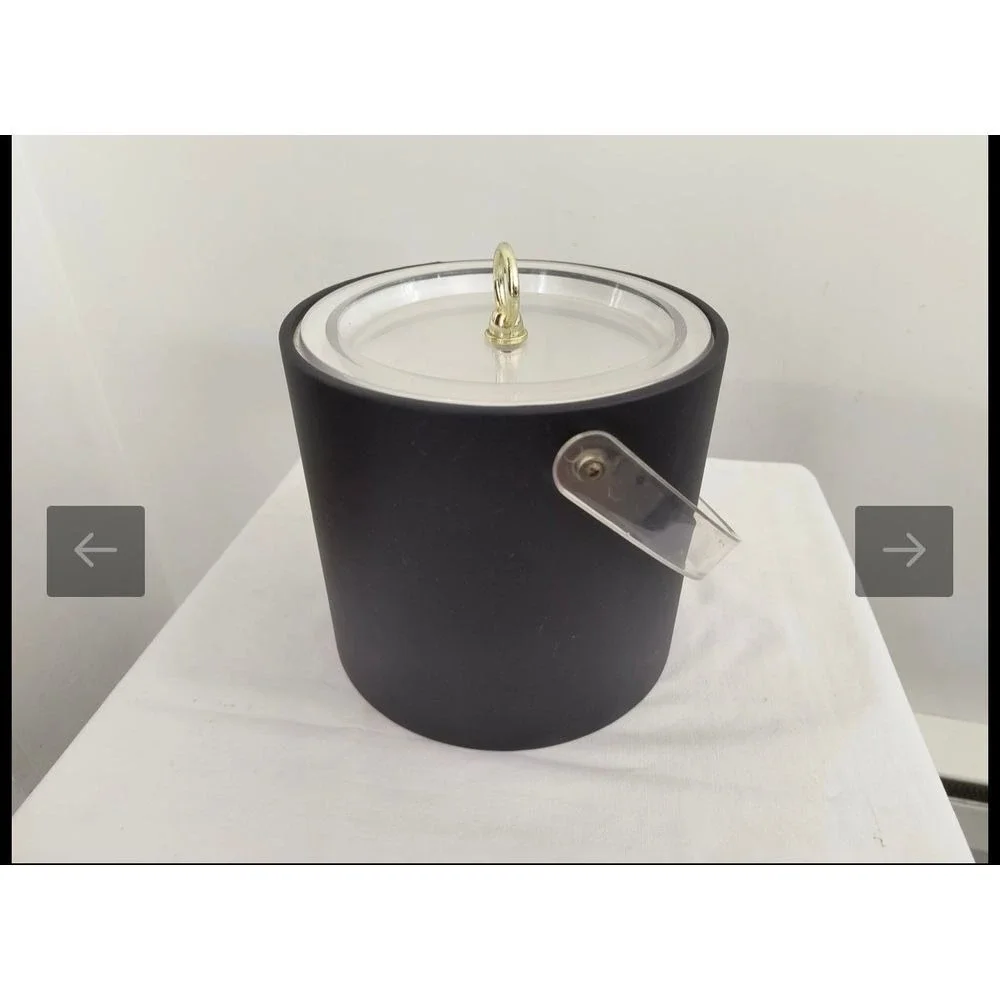Elegant Black & White Ice Bucket with Clear‎ Lid - Modern Bar Accessory